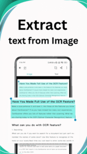 CamScanner Pro APK OCR feature extracting text from image on smartphone screen